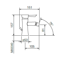 disegno tecnico miscelatore bidet la torre konvex